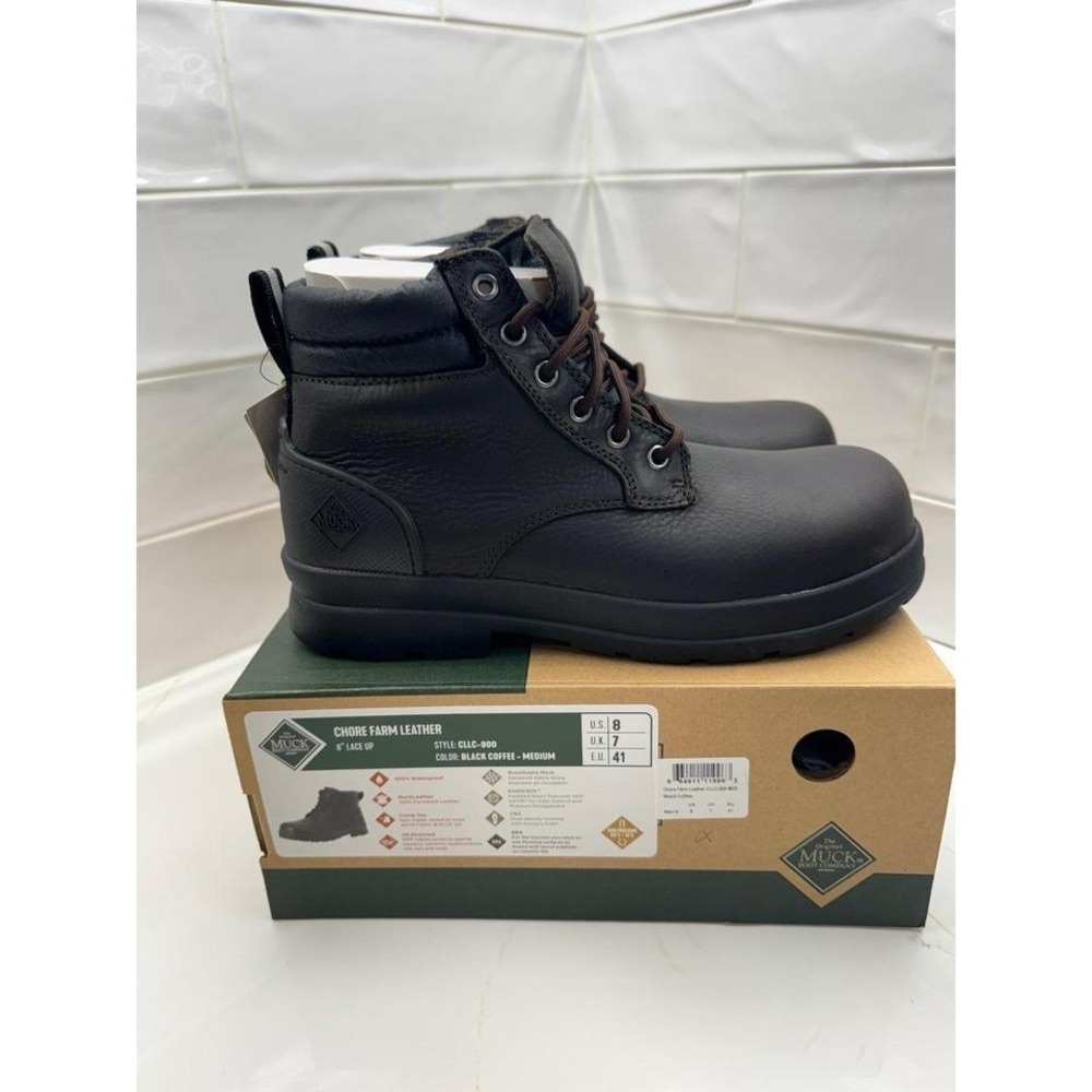 MUCK MEN'S CHORE FARM LEATHER lace up BOOT men's 8 composite toe